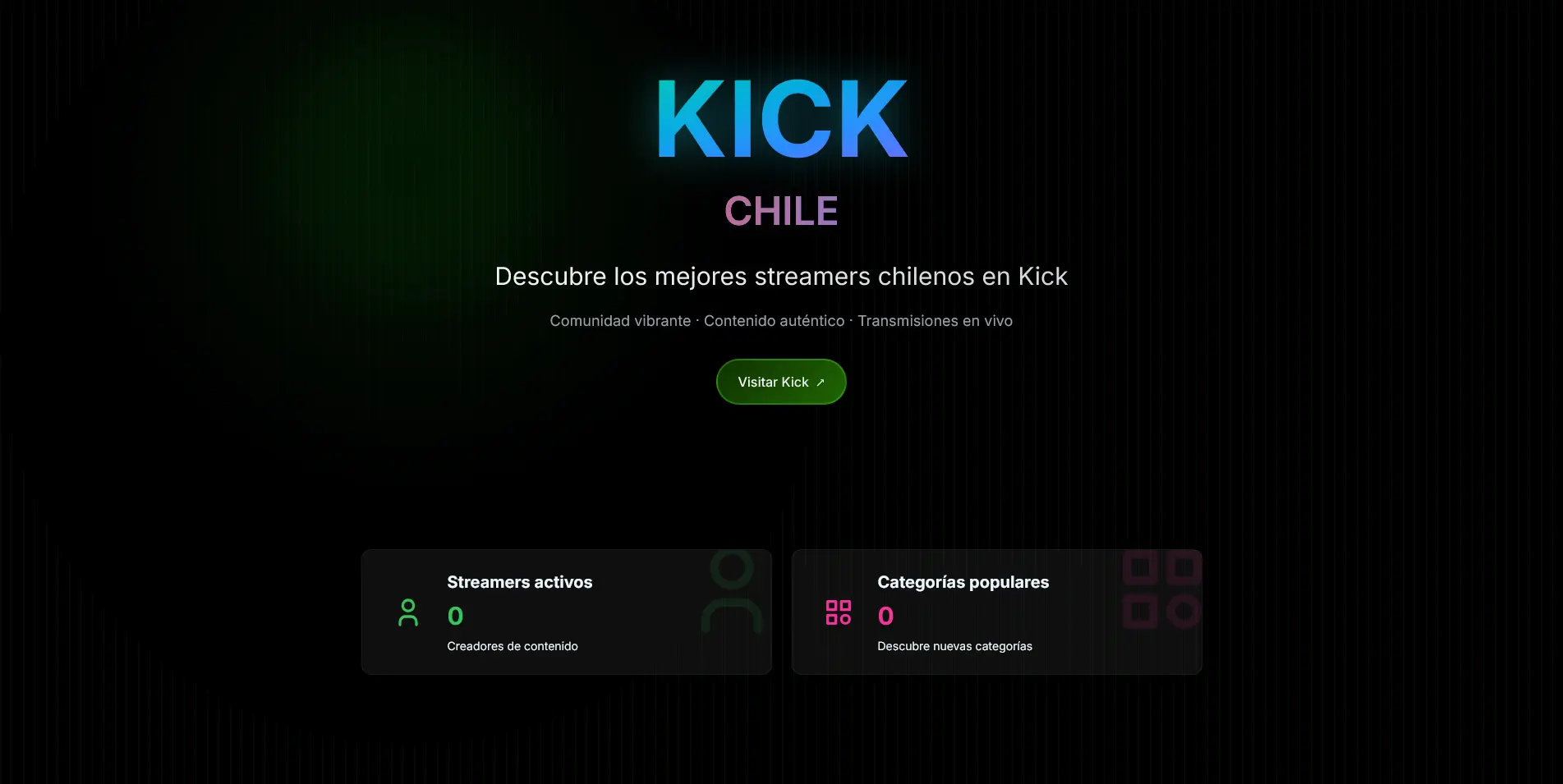 Captura de pantalla del proyecto KICK Chile